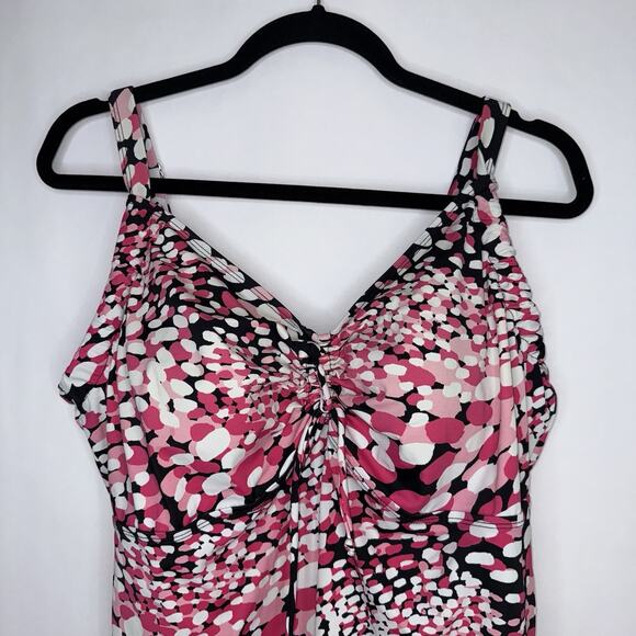 Swim 365 Women’s Speckled Tankini Swim Top Pink Black Size 20 - Picture 2 of 6